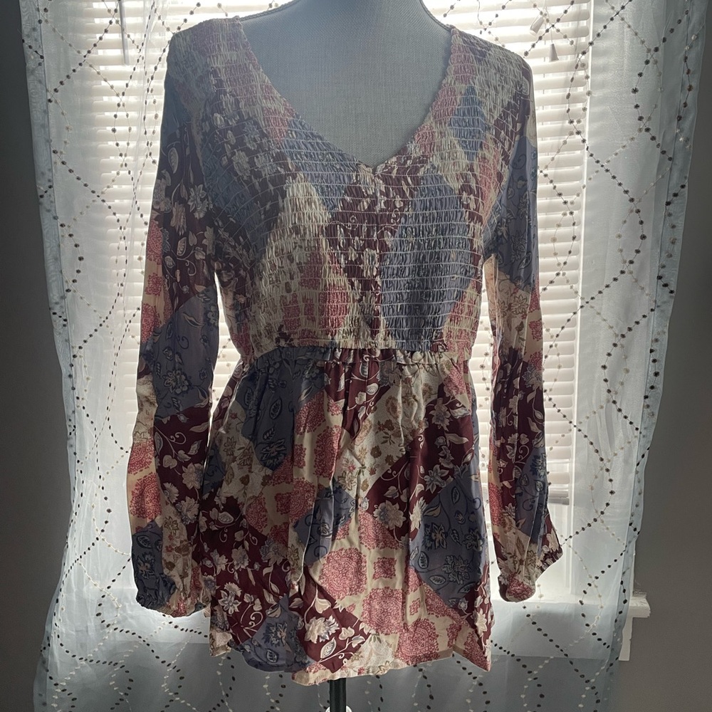 Maurice’s Floral Patchwork V-Neck Blouse